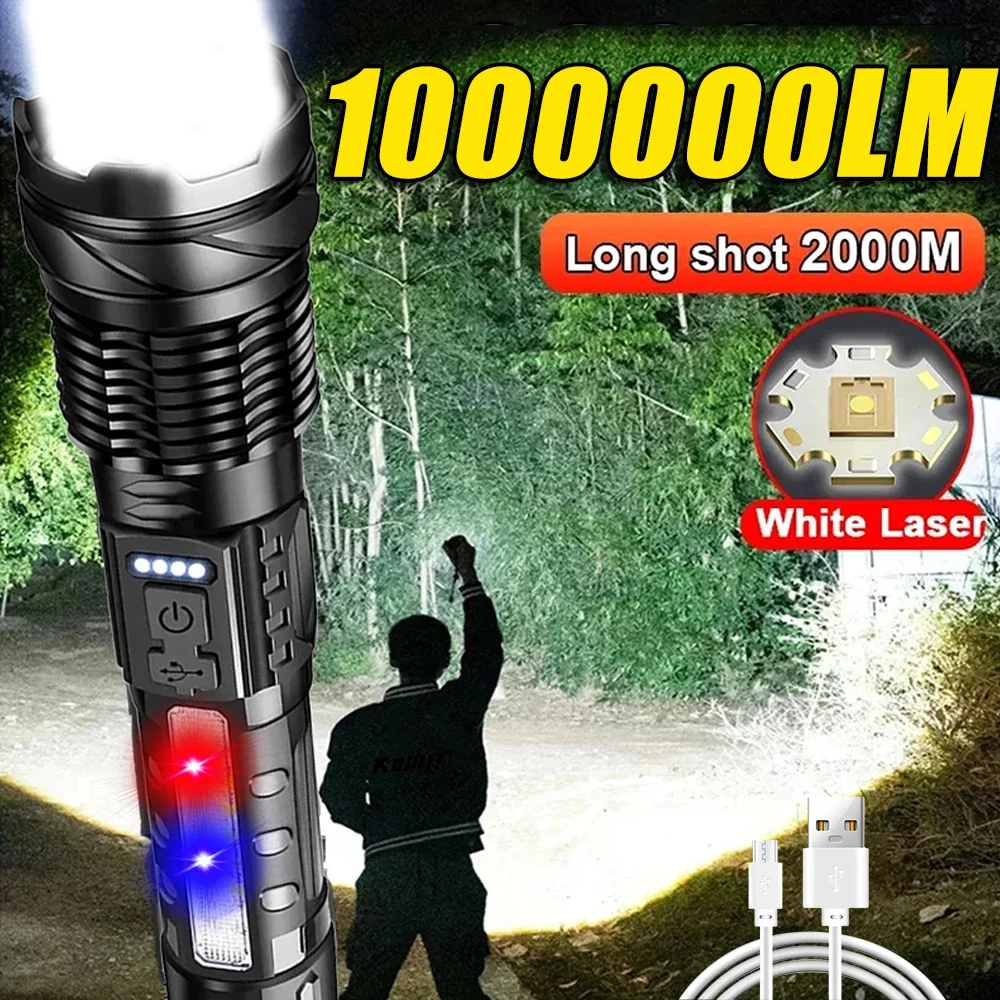 Outdoor Power For Camping - Leistungsstarke LED-Taschenlampe, wiederaufladbar, Campingleuchte mit Seitenlicht,