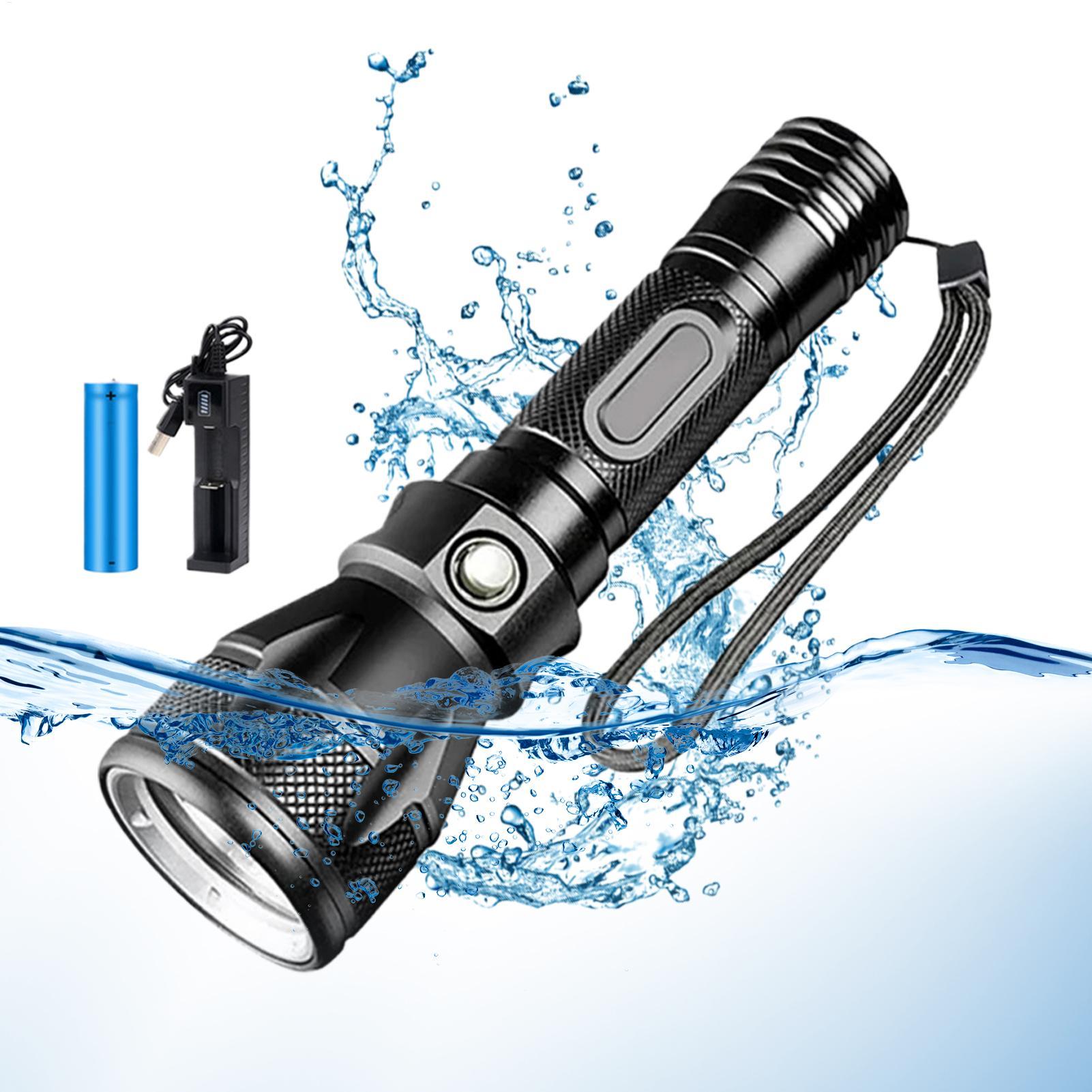 Outdoor Powersports - 3-Modus Leistungsstarke Wiederaufladbare Wasserdichte LED-Tauchlampe Tragbare