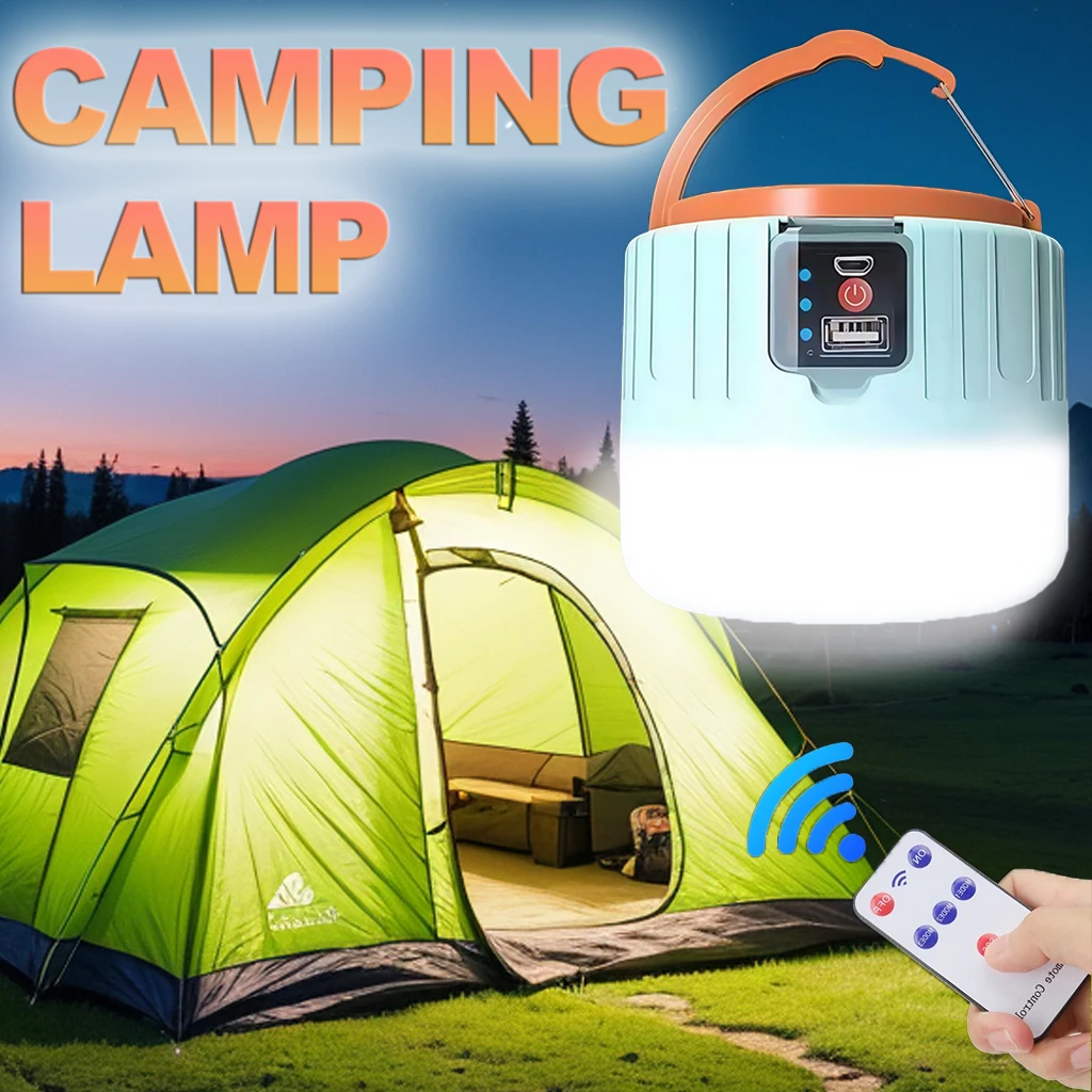 Outdoor Power For Camping - Solar-Camping-Laterne, wiederaufladbar, tragbares LED-Arbeitslicht mit Fernbedienung,