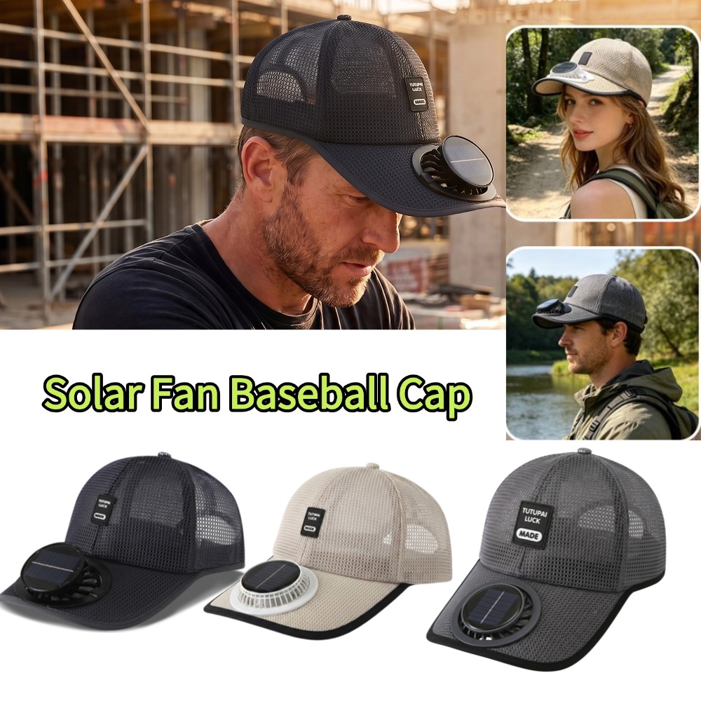 Outdoor Powersports - Unisex Solarbetriebene Ventilator-Kappe, Angelkappe, wiederaufladbar, atmungsaktiv,