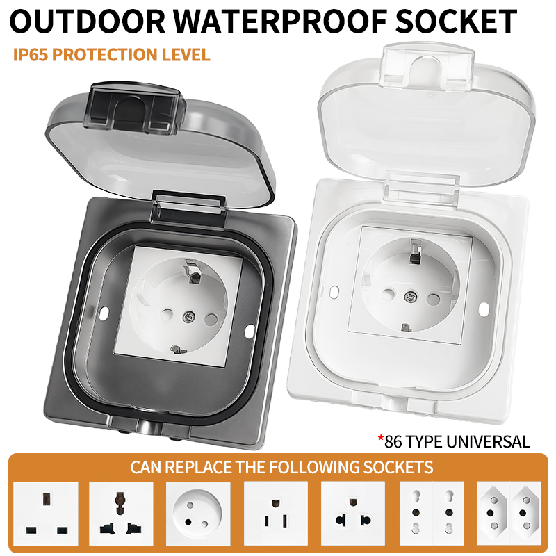 Outdoor Power Outlet - IP65 wasserdichte Außensteckdose, 16 A Hochleistungs-Wandplatte,